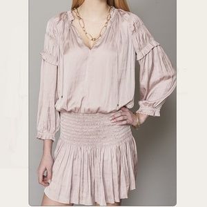 Ulla Johnson Kiko Tech Satin Tunic Dress Light Pink 2